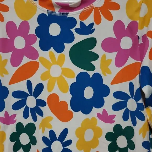 Hanna Andersson Print Rashguard Top in Colorful 70s Floral Size 12 - Picture 3 of 7